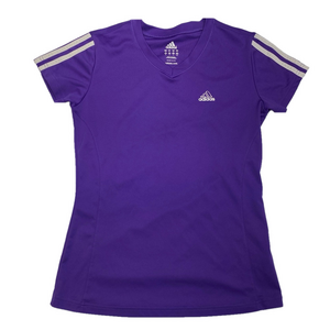 Women’s adidas Active 360 V- Neck Purple White Work Out Athletic Shirt Sz S